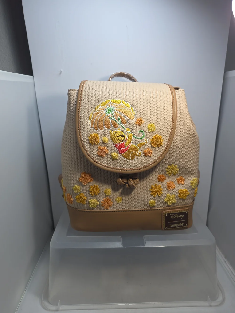 Loungefly Disney Winnie The Pooh Embroidered Chenille Flower Mini Backpack NWT